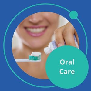 Smiling person applying toothpaste onto a toothbrush. "Oral Care" is displayed in a circle. Image links to oral care starting point formulations.